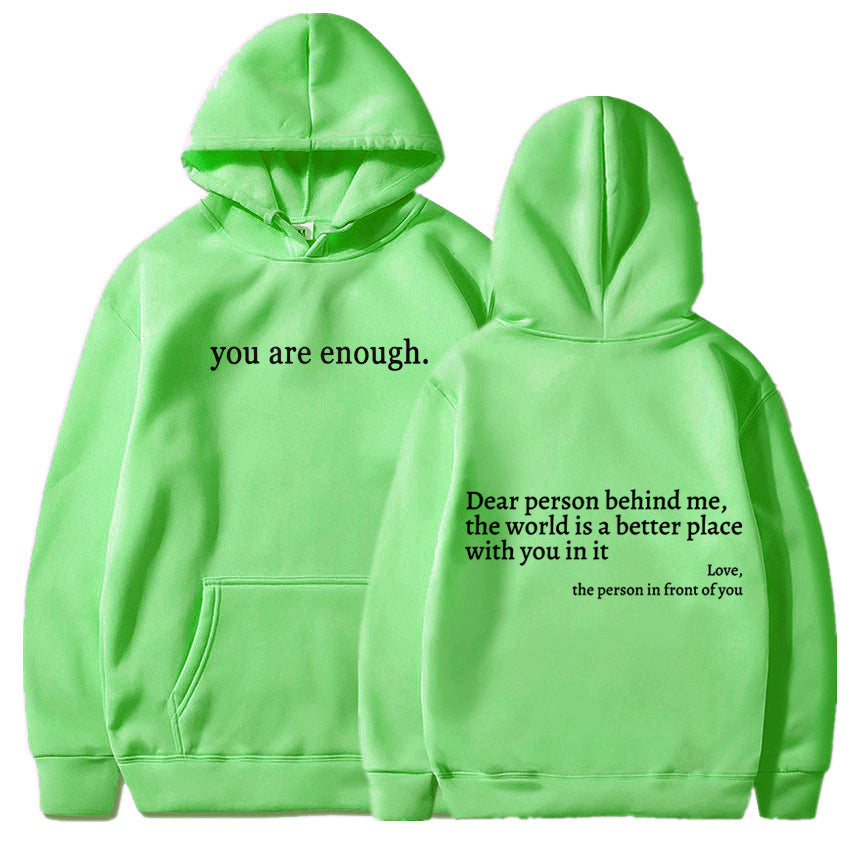 Cozy Fleece-Lined Letter Print Drawstring Hoodie