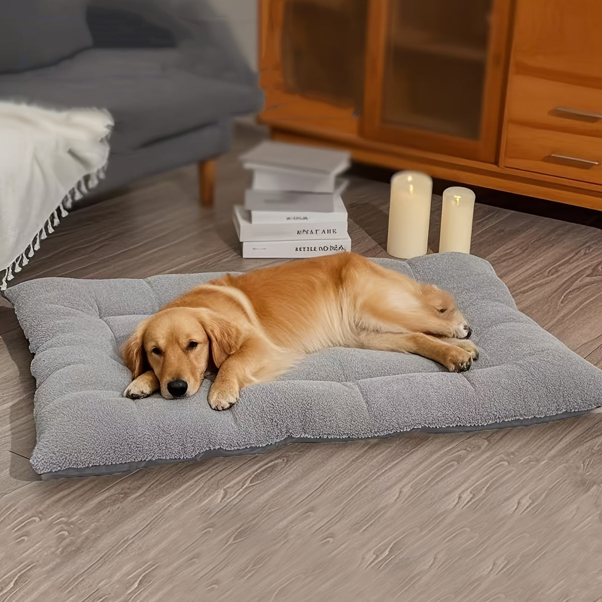 Extra Large Plush Pet Bed For Dogs & Cats - Thick Ultra-soft Grey All-season -like Bed, Heavy-duty Durable Polyester Couch/bed Mat For Large Breeds, Small/medium Dogs & Puppies, /outdoor Use (no