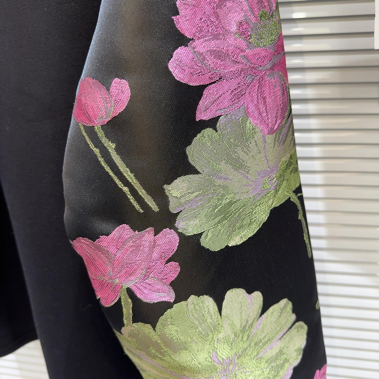 Women's Embroidered Floral Satin Sleeve Sweater Top