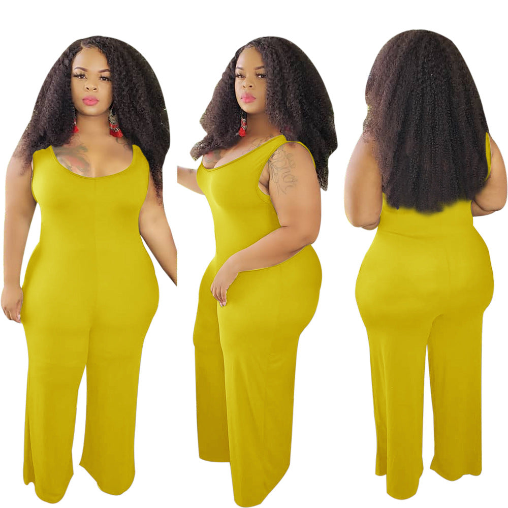 Round Neck Sleeveless Wide Leg Pants One-piece Nightclub Uniforms