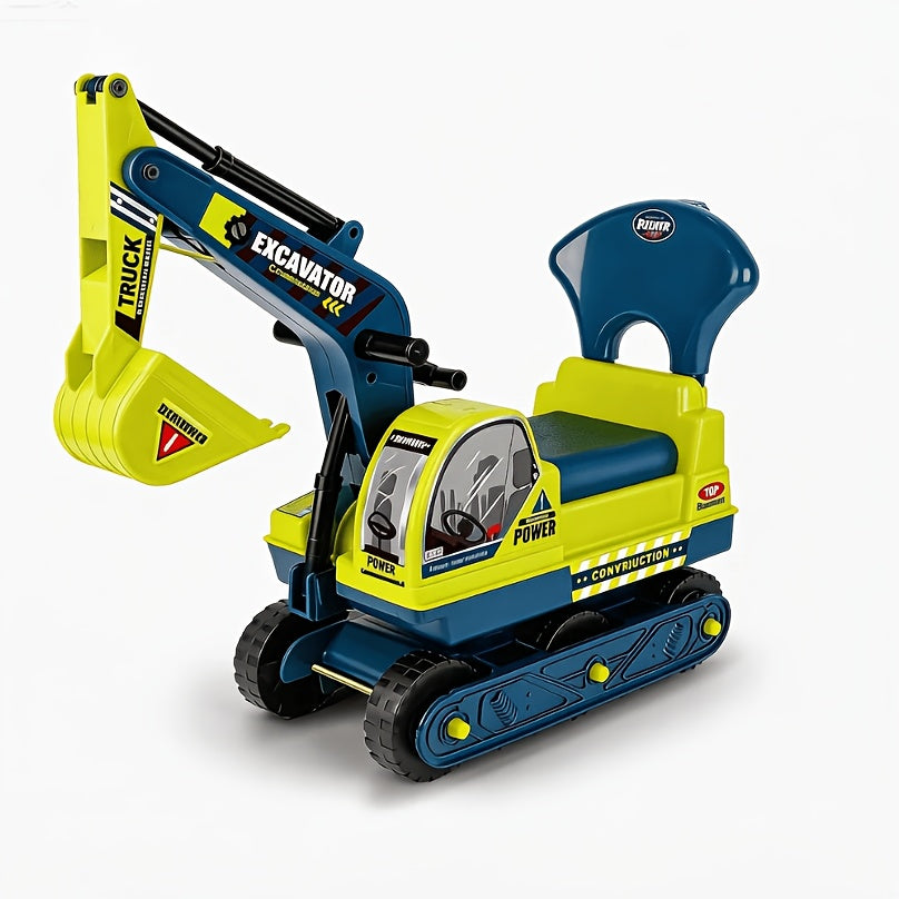 Large Manual-Powered Ride-On Engineering Vehicle Toy for Kids, Sturdy Construction Truck with Safety Bumpers