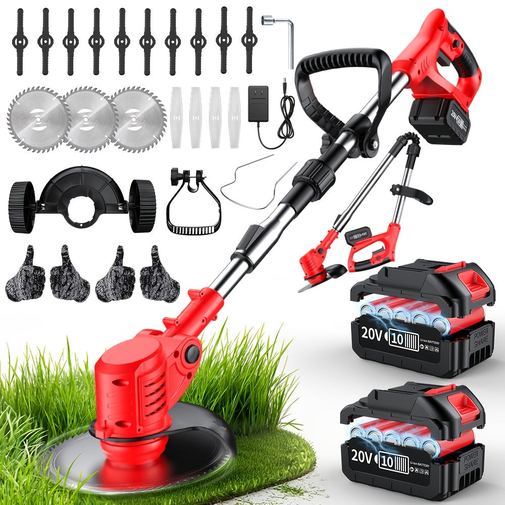 Portable Cordless 3‑in‑1 Electric Lawn Mower, Trimmer & Edger with Adjustable Height, Rotating Head, 3 Blades and Dual Lithium Batteries
