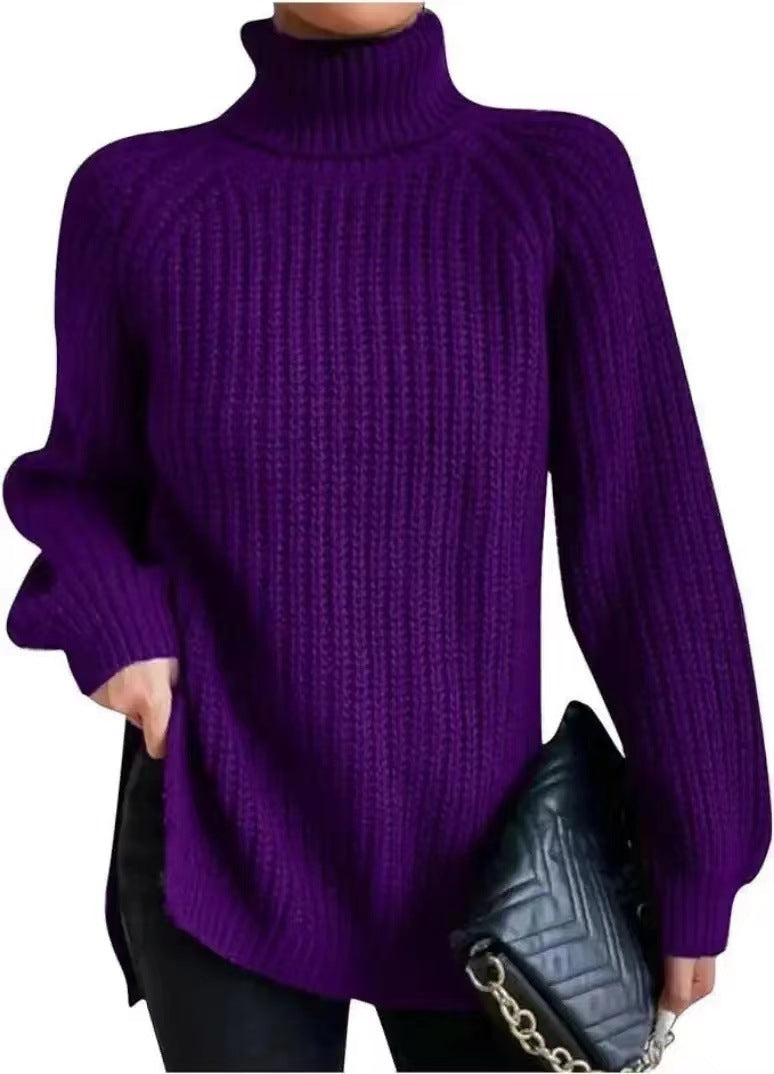 Comfortable Womens Top with a High Fold-over Collar