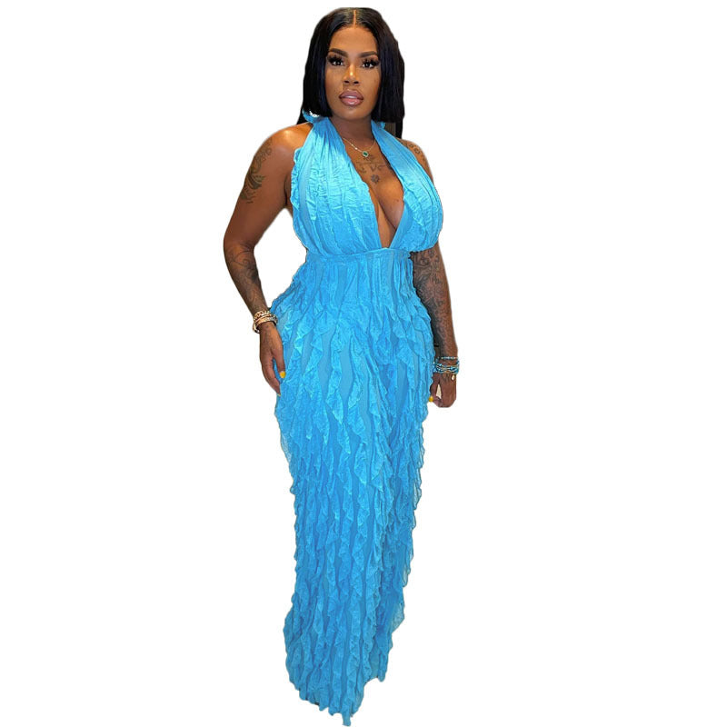 Wavy Bandeau High-Waisted Jumpsuit