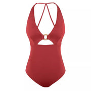 Hollow-Out Backless One-Piece Swimsuit for Vacation & Beach