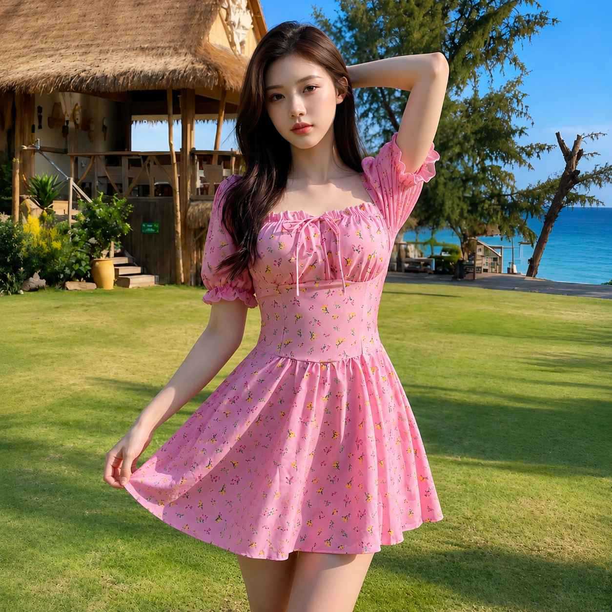 One-piece Slimming Conservative Dress-style Women's Swimsuit
