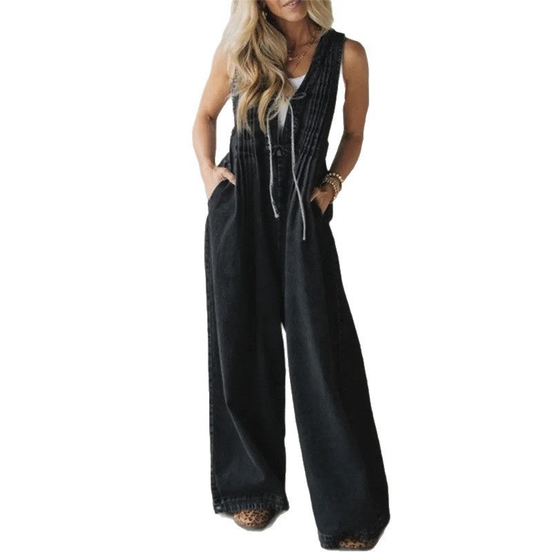 Women's Casual Wide-Leg Sleeveless Loose Jumpsuit