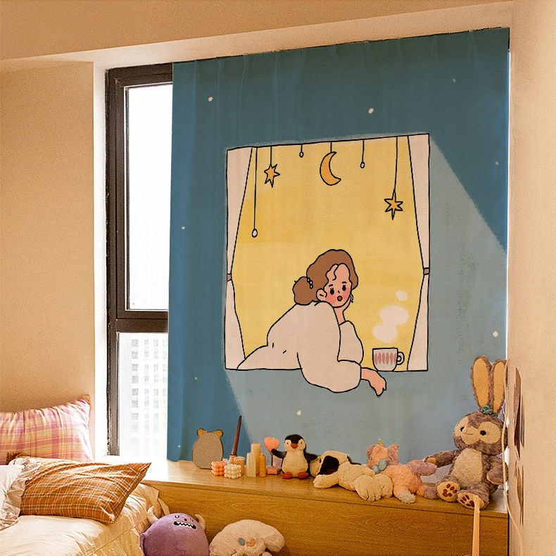 Dormitory Simple Paste Shading Cloth Korean Ins Style Velcro Curtain