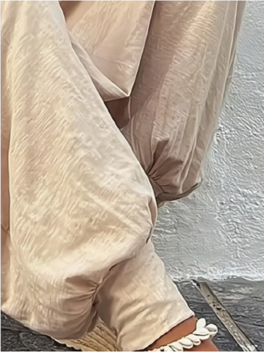 Women's Casual Beige Hooded Jumpsuit with Long Sleeves