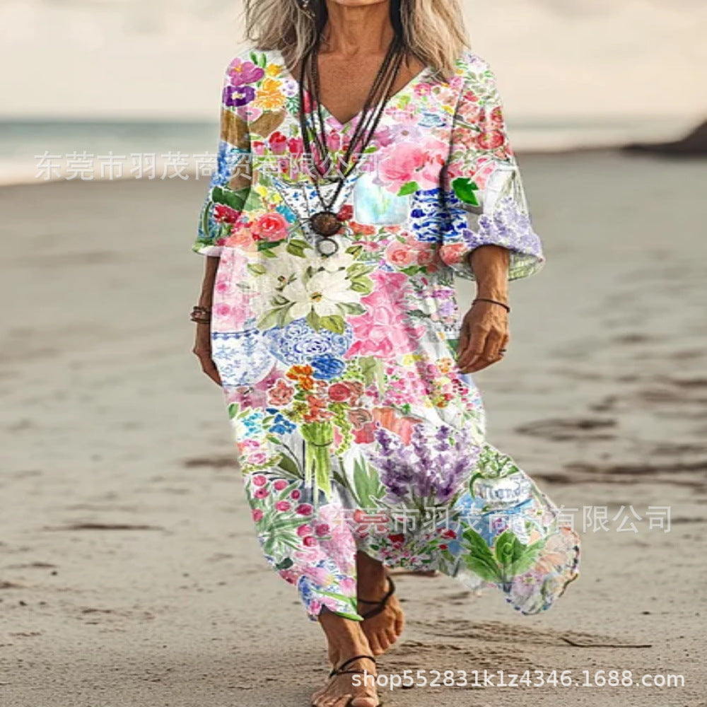 Sleeveless Casual Printed Elegant Dress for Women