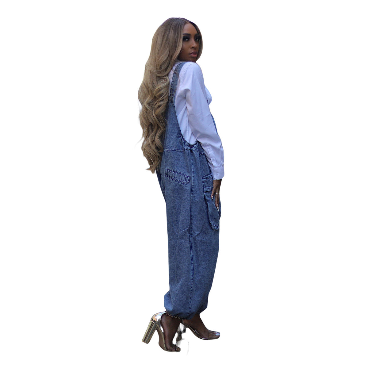 Women's Loose Denim Overalls Casual Jumpsuit
