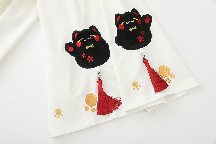 Japanese Preppy Cartoon Embroidered Loose Cotton Sweater