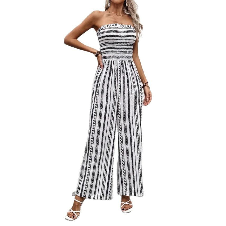 Summer Striped Tube Top Jumpsuit