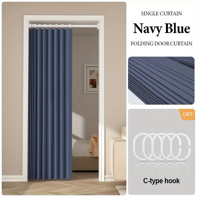 [Modern Accordion Door Curtain] 1pc Modern Minimalist Accordion Door Curtain | Foldable Windproof Partition with Hooks & Storage Straps, Polyester Decor for Living Room, Bedroom, Kitchen - Multiple…