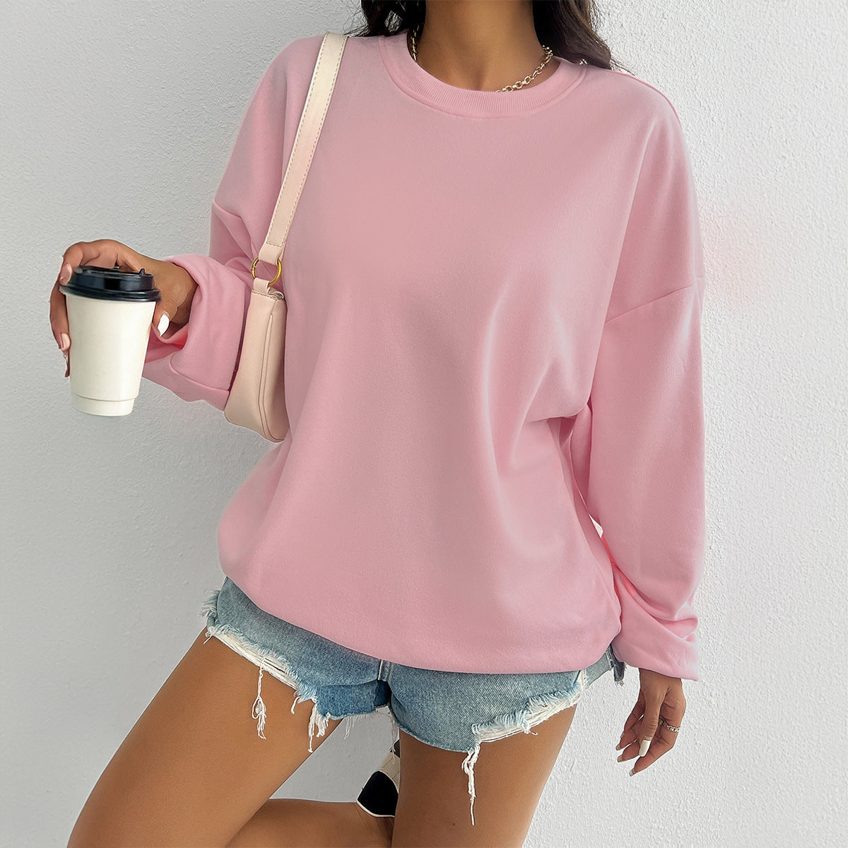 Cozy Pink Letter Print Long-Sleeve Casual Sweater
