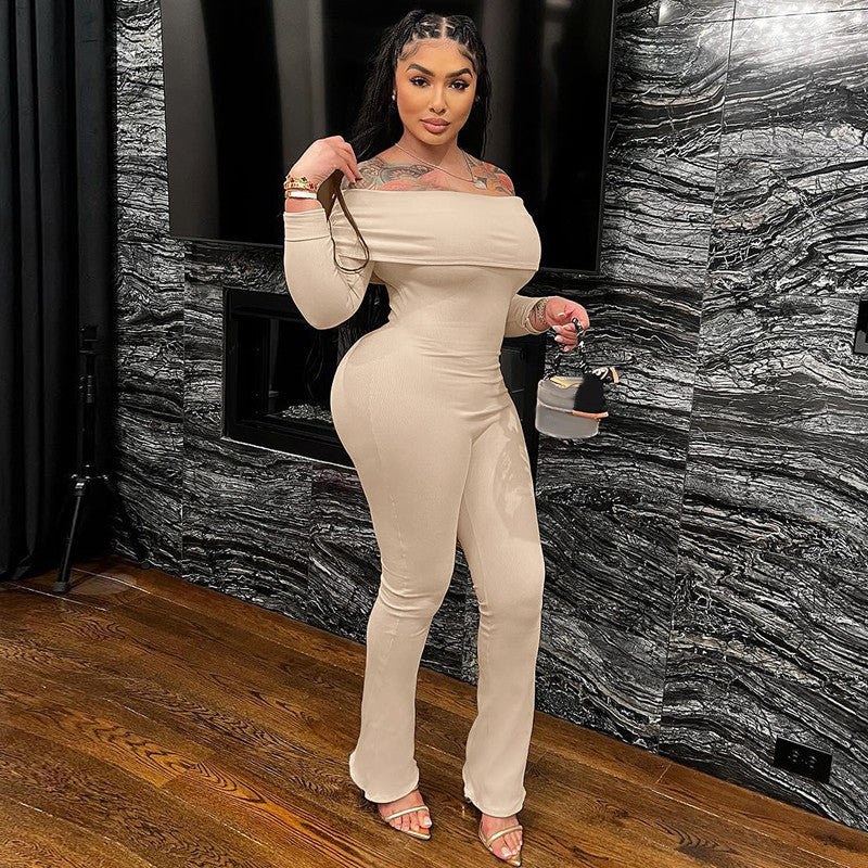 Women's Solid Color Slim Fit One-piece Trousers