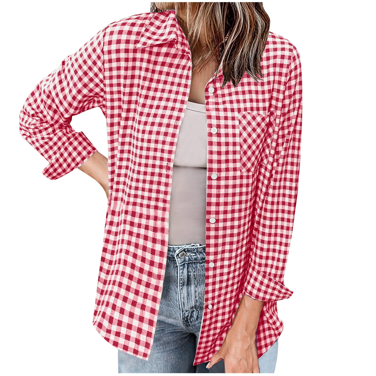 Loose Women's Long-sleeve Plaid Shirt