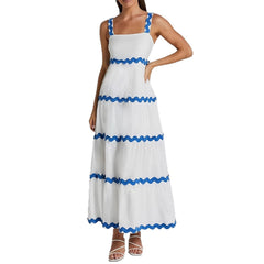 Chic Strapless Wave-Pattern A-Line Slip Dress