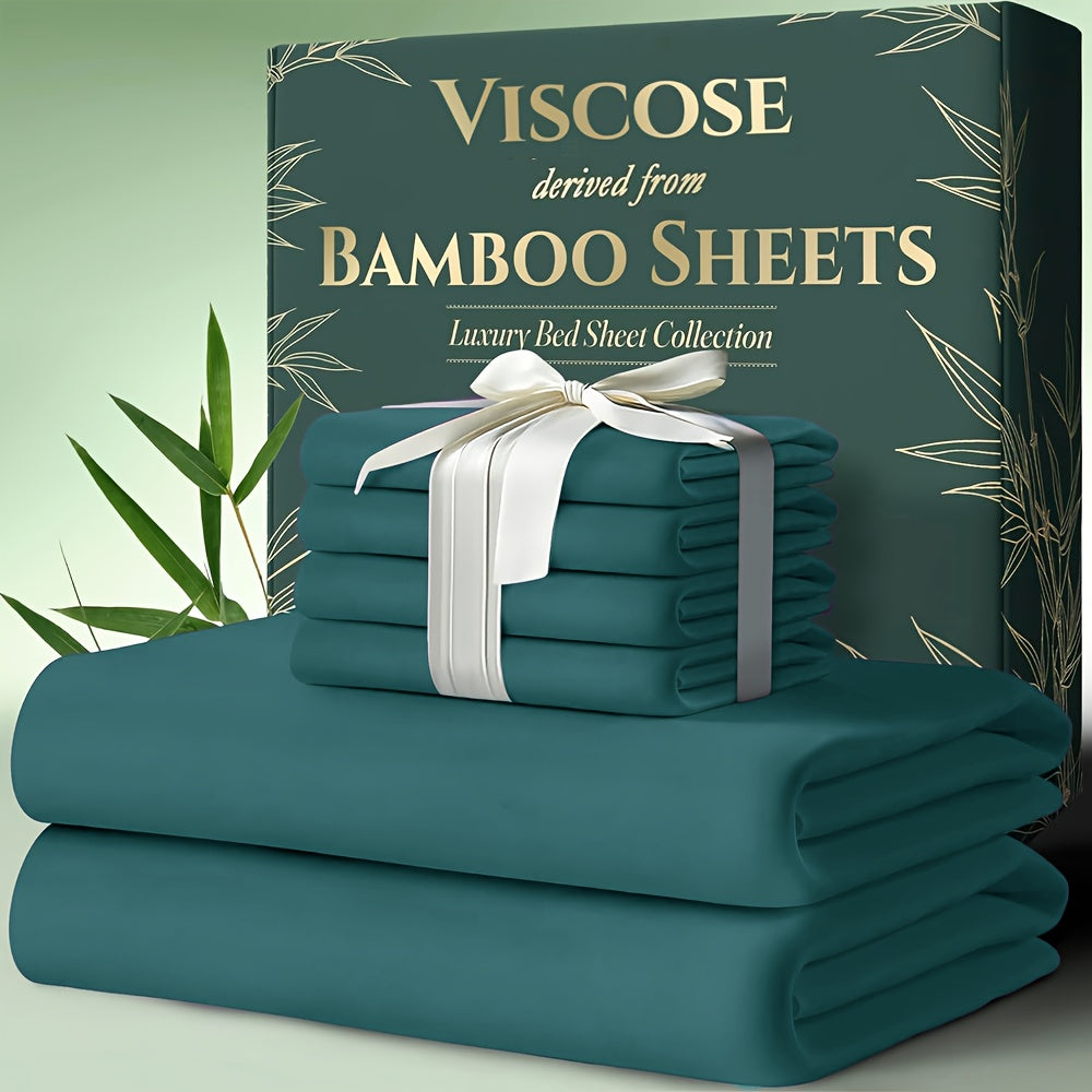 6pcs Bamboo Cooling Bed Sheets Sets Queen Size