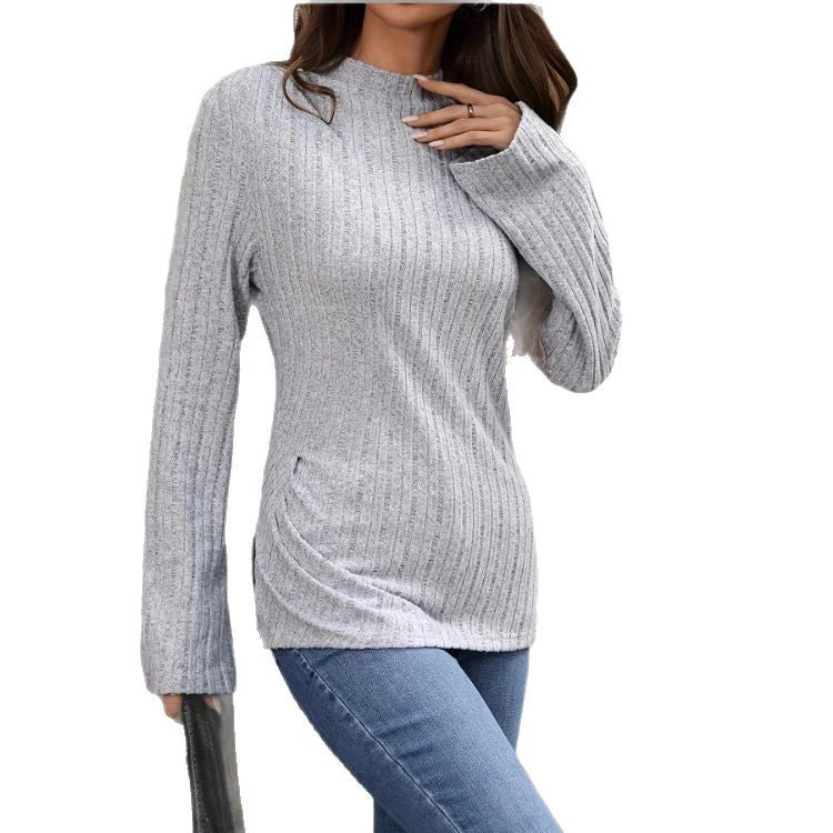 Elegant Solid Color Long Sleeve Women's Top