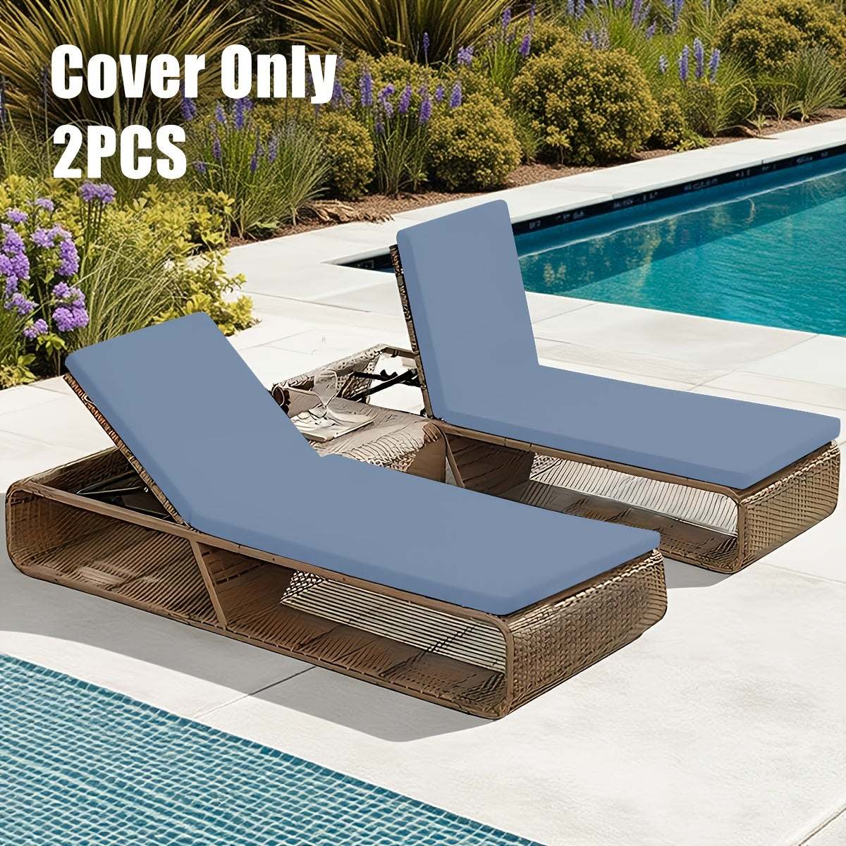 2pcs/set Stretchy Y Fiber Fabric Chair Covers, 2pcs Set Outdoor Lounge Chair Protectors