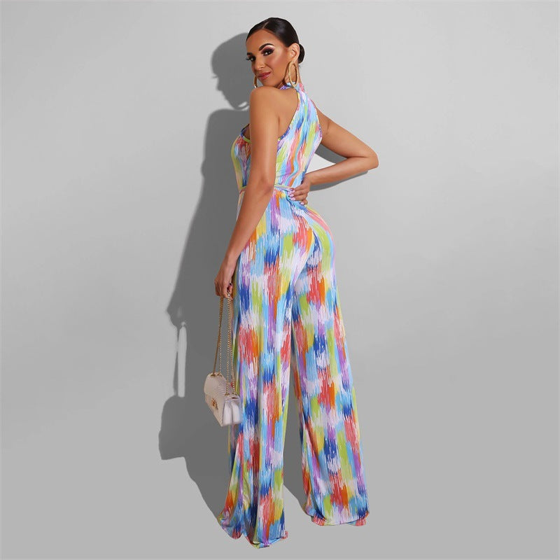Chic Backless Striped Casual Jumpsuit for Women