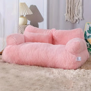 Luxurious Plush Cat Bed - Pink Sofa-Style With Removable Washable Cover & Non-Slip Base, Soft Warm Durable Indoor Cat House, No Assembly Needed - Cozy Pet Bed For Kittens And Cats, Ideal Christmas/...