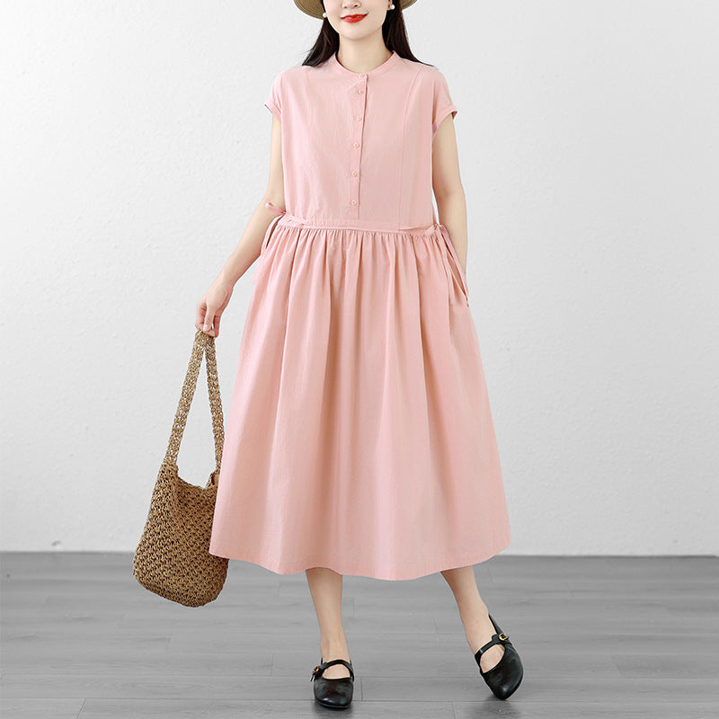 Summer Short-sleeved Long Skirt Mid-length