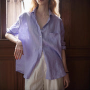 Taro Purple Women's Long Sleeve Shirt - Cotton Blend Casual Top