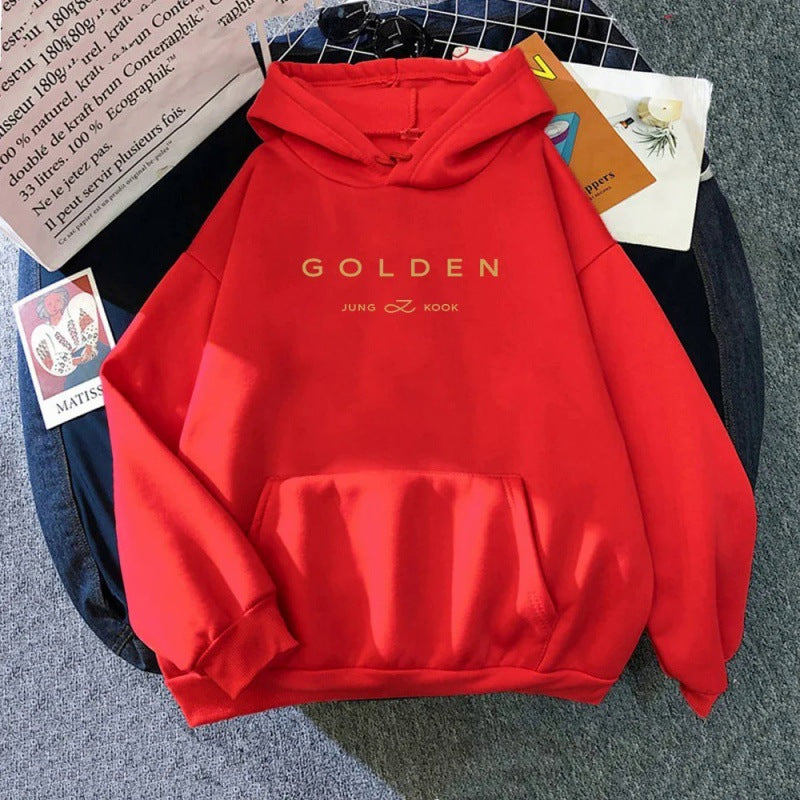 Gold Pattern Printed Leisure Pullover Sweater