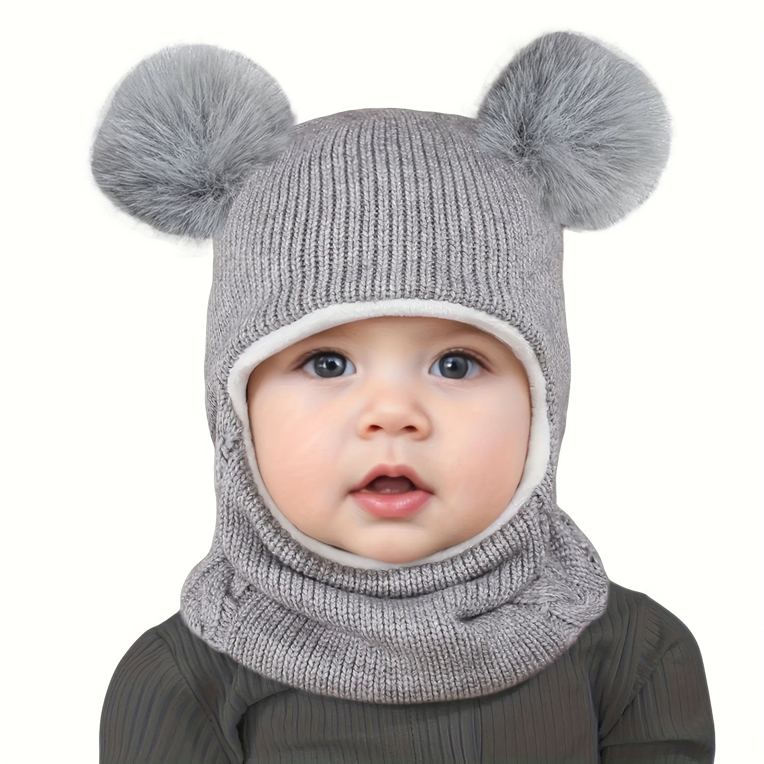 Winter Hat with Scarf and Ear Flaps for Toddlers