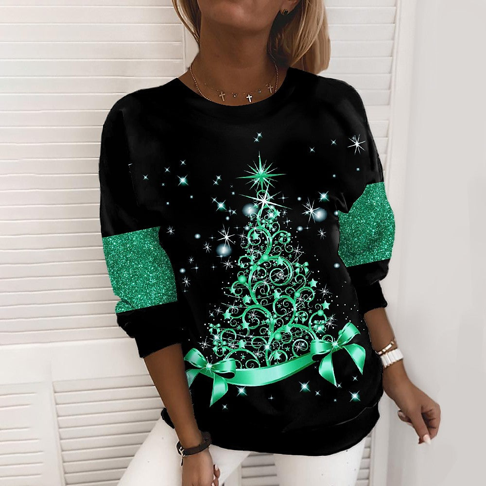 Women's Festive 3D Print Christmas Pullover Sweatshirt