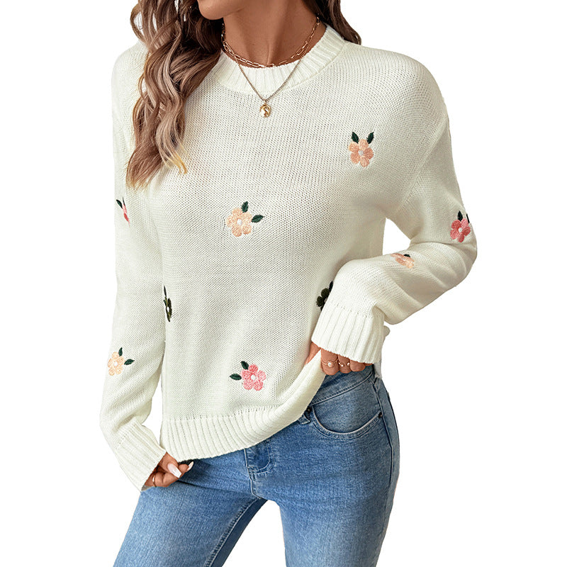 Sweet Crew Neck Pullover Sweater Women