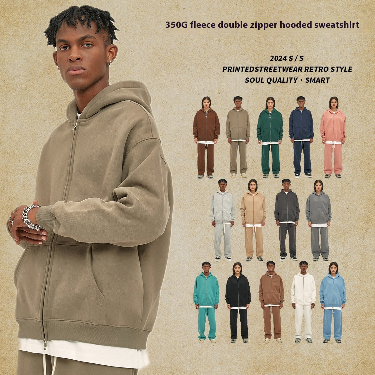 Men's Fleece-Lined Thickened Loose Streetwear Hoodie