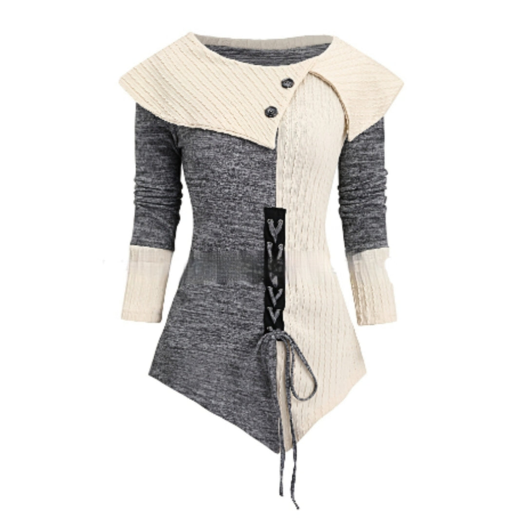Women's Lace-Up Asymmetrical Long-Sleeve Top