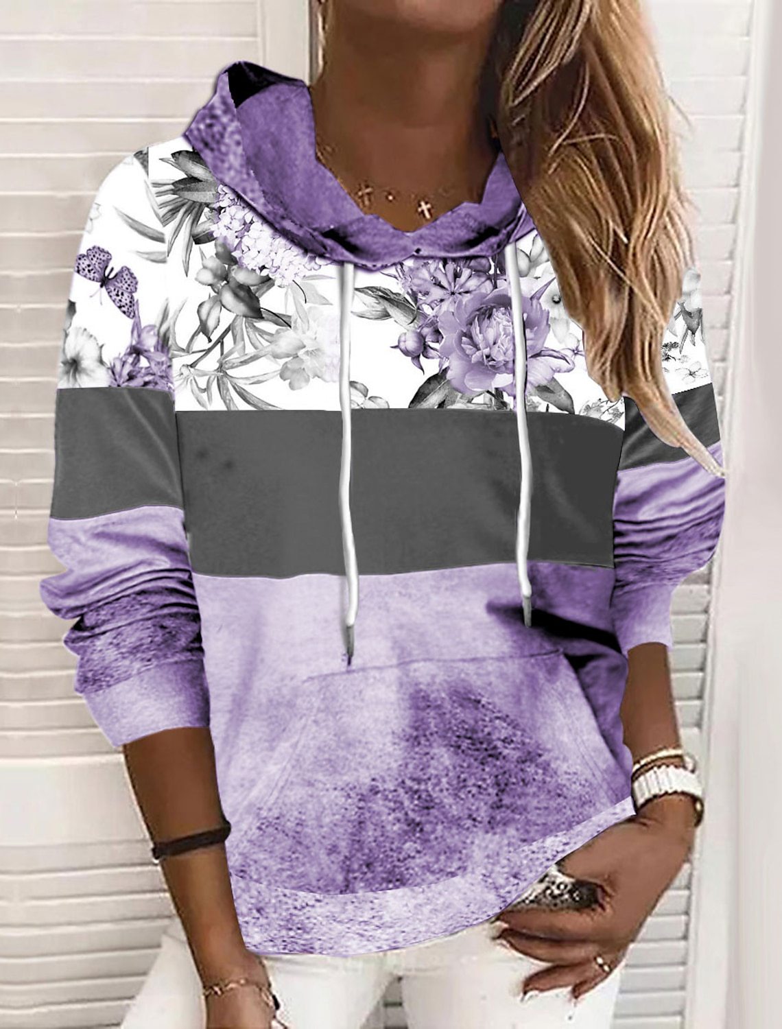 Cozy Drawstring Loose Long-Sleeve Pullover Sweatshirt