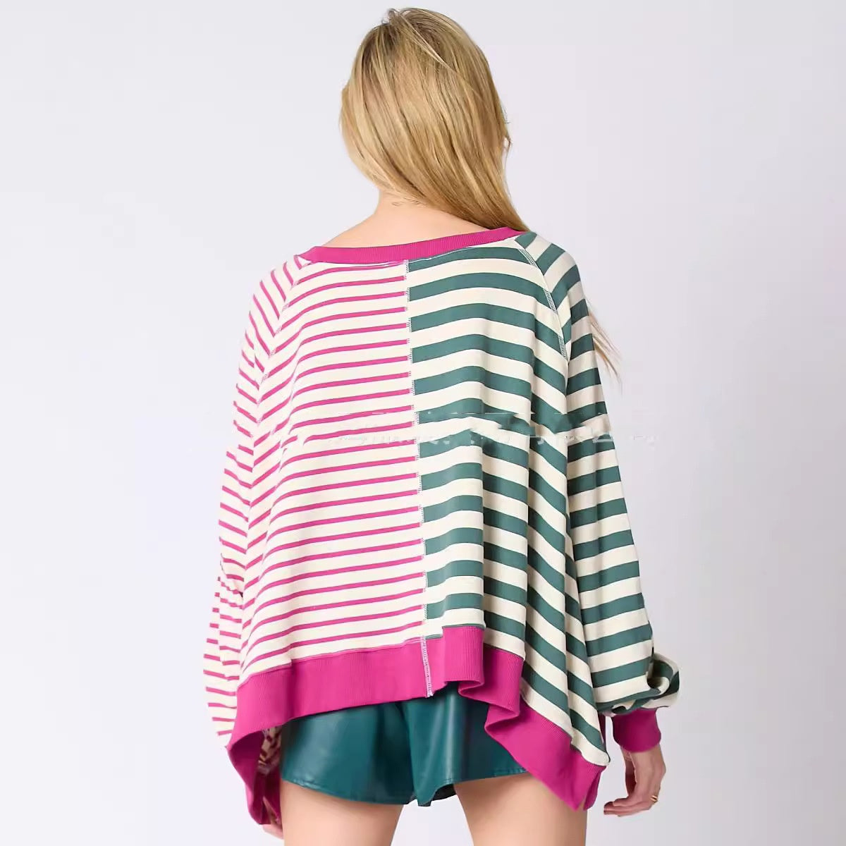Multicolor Striped Round Neck Long-Sleeve Sweater