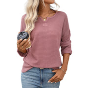 Women's Autumn Striped Waffle Knitted T-shirt