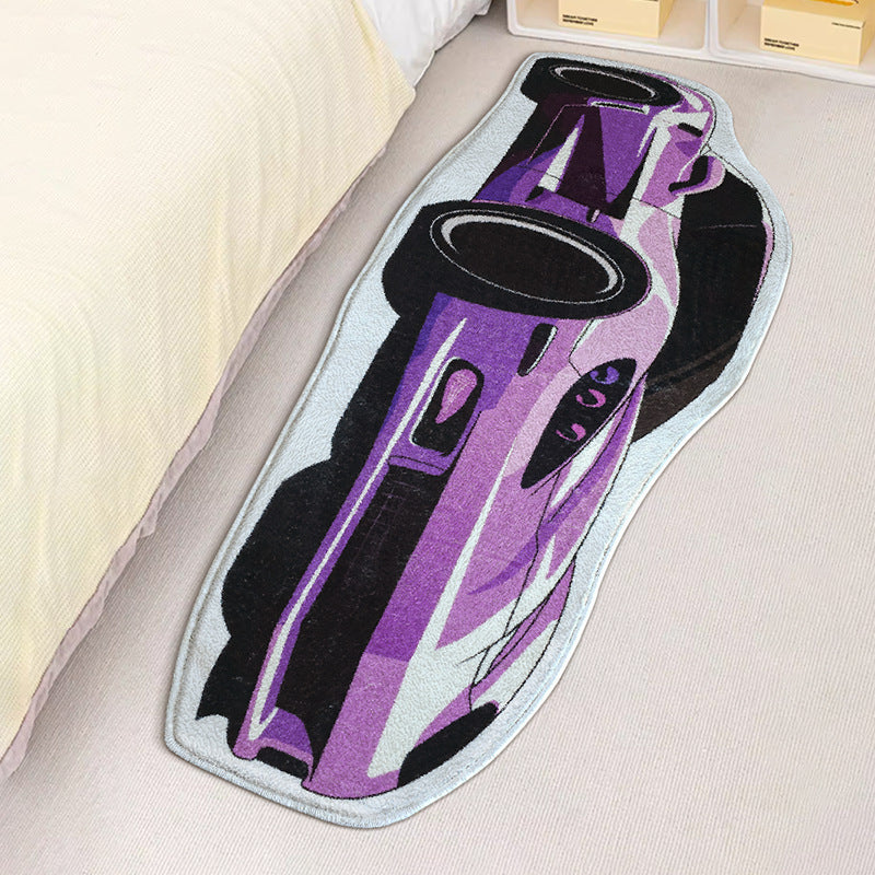 Racing-style Bedside Rug Durable Stain-resistant Non-slip for Home Use - image 2