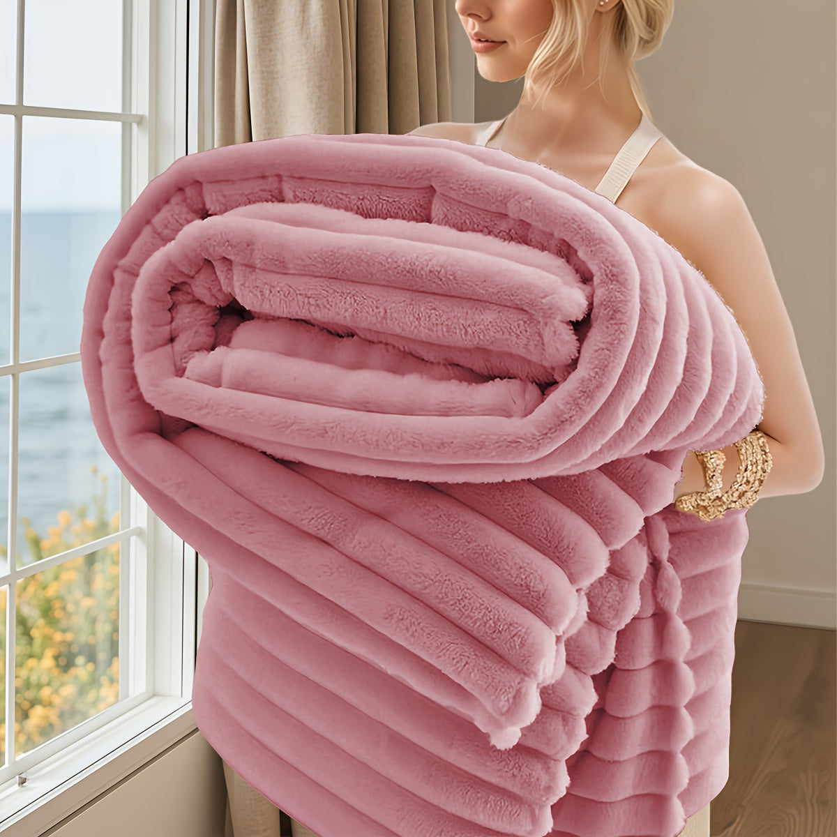 Luxurious Faux Rabbit Fur Throw Blanket