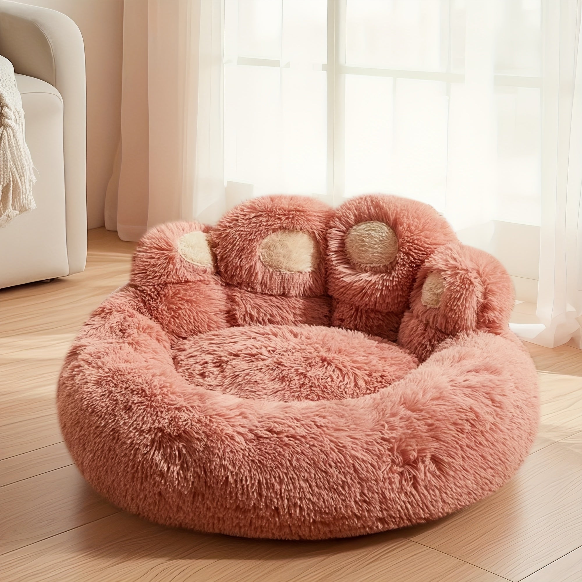 Plush Round Cat Bed With Removable Cushion - Dog Beds For Large Dogs Soft Faux Fur Donut Dog House For Indoor Kittens & Adult Cats, Dog, Pet, Warm & Cozy Pet Nest With Non-Slip Bottom Christmas Gifts