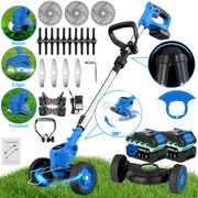 Cordless Electric Lawn Mower and Trimmer Set – Portable, 3 Blade Types, High-Capacity Lithium Battery