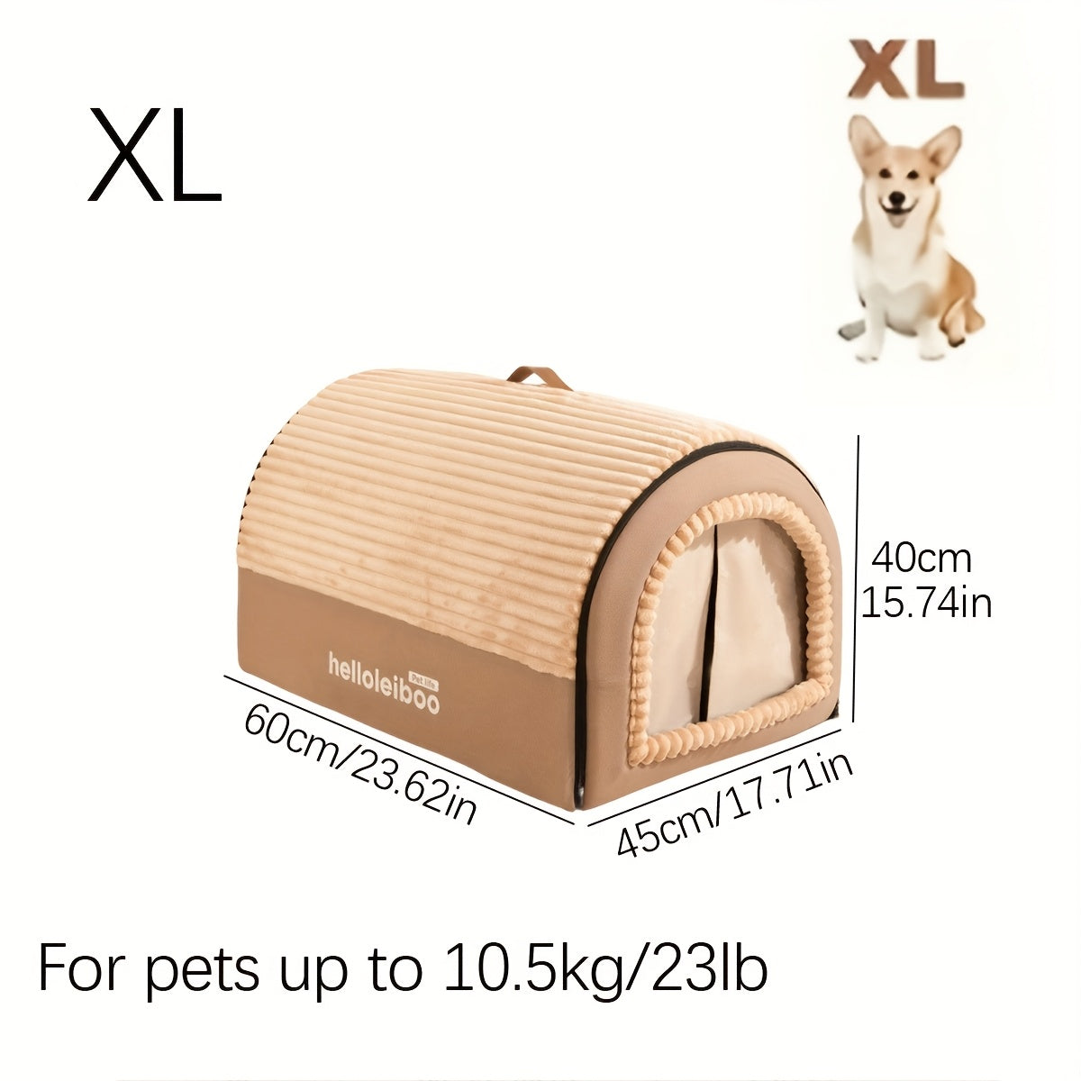 Soft Sanctuary, All-Season Cozy Dog & Cat Bed - Enclosed, Washable Nylon Tent With Non-Slip Bottom For Small To Large Pets - Brown