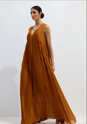 Chiffon Pleated Strap Maxi Dress