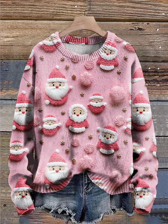 Women's Plus Size Printed Round Neck Casual Sweater