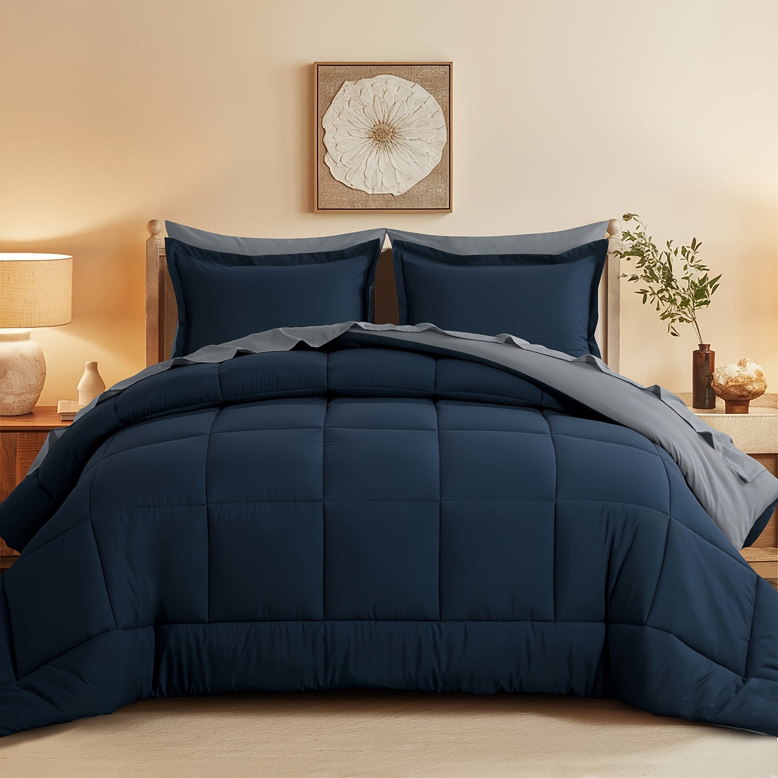 7pcs Ultra-Soft Bed In A Bag, Down Alternative Bedding Sets With All Season Quilted Comforter, Flat Sheet, Fitted Sheet, Pillowcases -Gifts For The Family And Friends