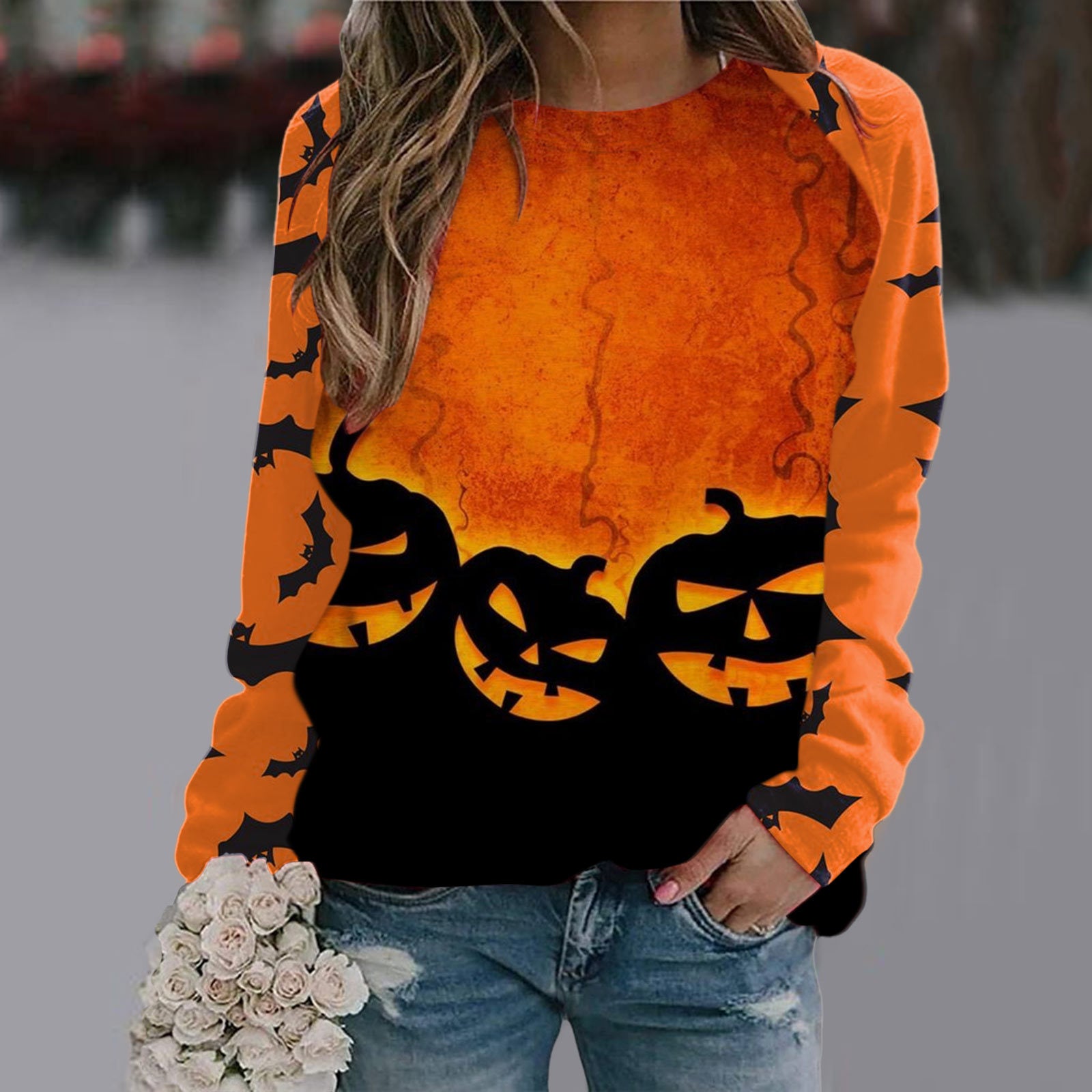 Women's Printed Long Sleeve Streetwear Tee