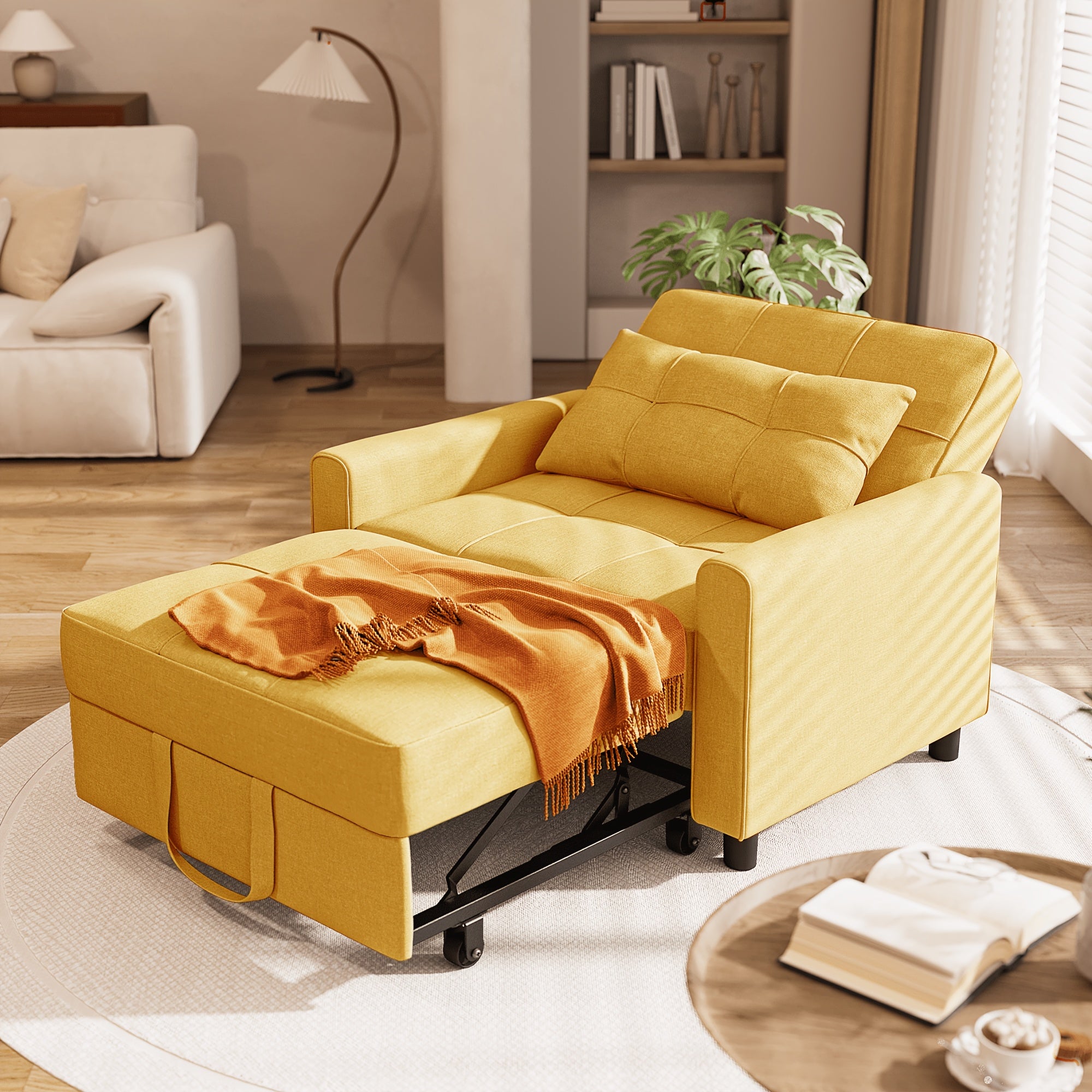 3‑in‑1 Convertible Sofa Chair with Pull‑Out Bed and Pillows – Modern Loveseat Design