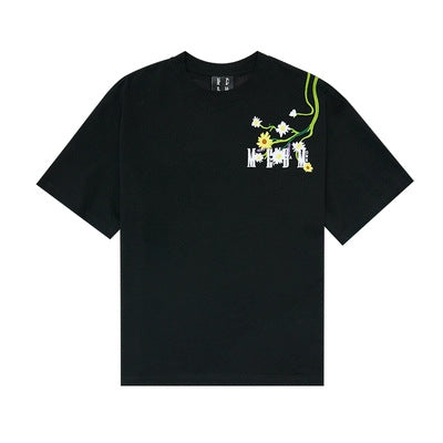 Floral Embroidered Cotton Short-Sleeve T-Shirt