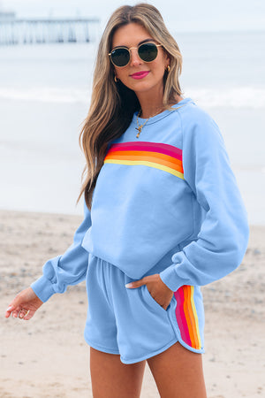 Beau Blue Accent Pullover und Shorts, zweiteiliges Freizeitset